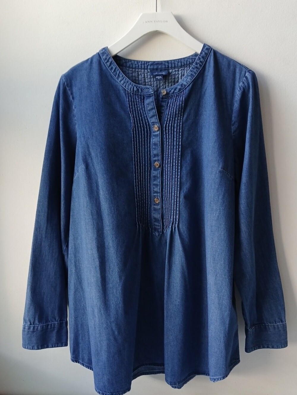 J. Jill Denim Popover Blouse Dark Wash Women's Medium